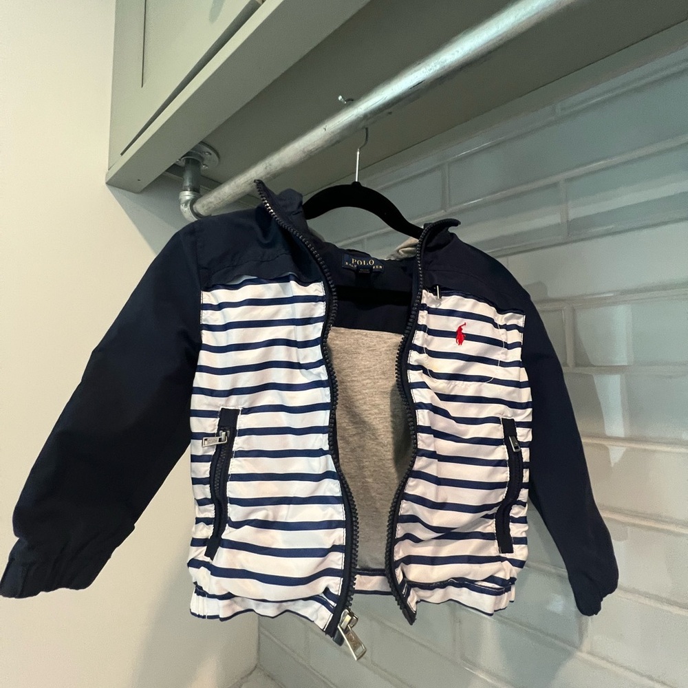 Polo by Ralph Lauren Navy & White Striped Kids Jacket